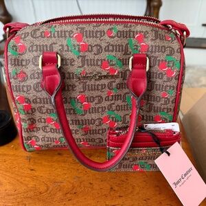 Juicy Couture cherry satchel with matching card holder